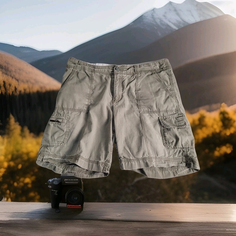 Eddie Bauer Shorts Women's 6 Organic Cotton Cargo Rip Stop Gorp Core Light Green